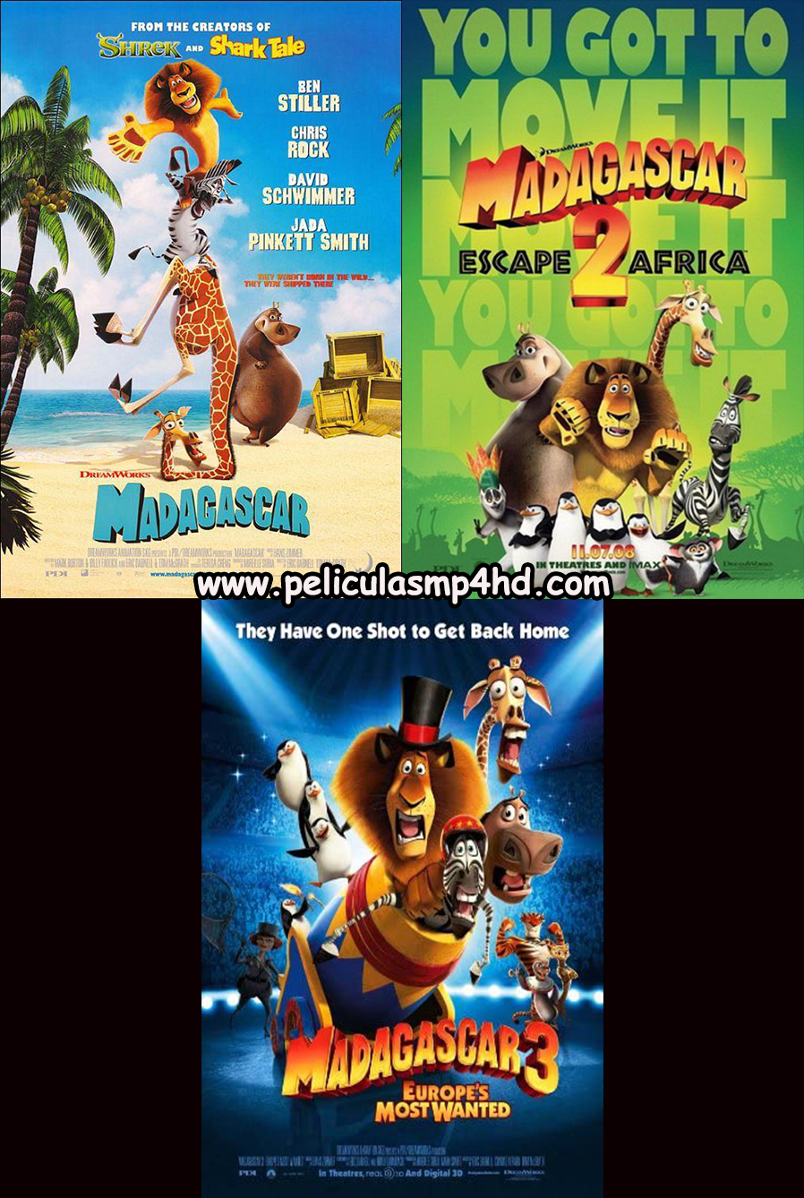 Descargar Saga MADAGASCAR MP4 HD720p Latino